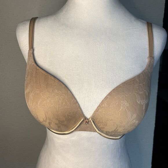 Le Mystere Bra 32DD Natural Lace Perfection T Shirt Bra Memory Foam Padded - Picture 6 of 9